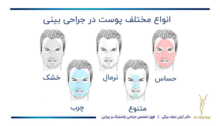 انوع پوست اعم از خشک و چرب برای جراحی بینی